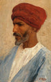 Portrait of an Oriental with a red turban - Leopold Carl Müller — artwork view