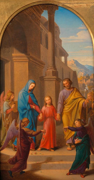 Leopold Kupelwieser - Gang der Hl Familie zum Tempel Entwurf fr ein Altarbild in der Lichtentaler Pfarrkirche.webp