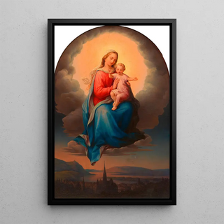 Leopold Kupelwieser - Maria mit Kind darunter Wien mit Blick auf den Leopoldsberg und die Donau.webp