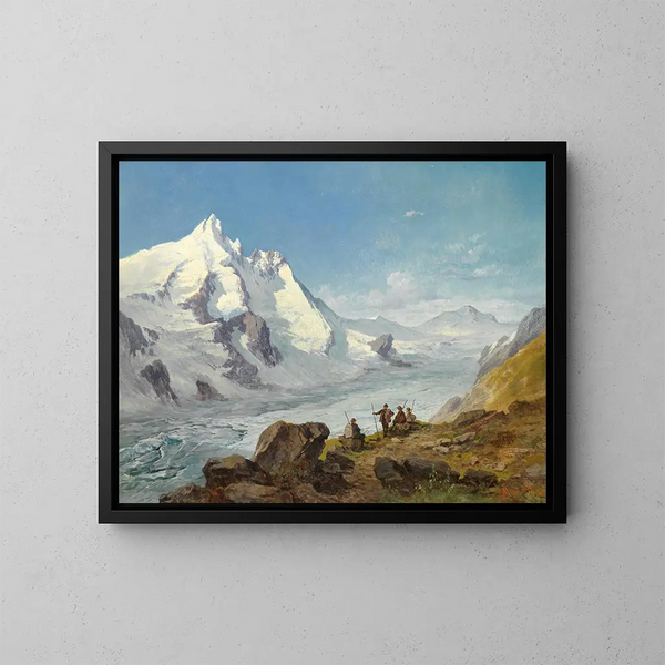 Grupo de alpinistas al lado - Leopold Munsch — cuadro enmarcado en la pared