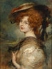 Retrato de una dama con cabello rizado y sombrero - Leopold Schmutzler — vista de la obra