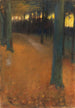 paisaje forestal al atardecer - Lesser Ury — vista de la obra
