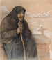 Vieja mujer con un bastón - Lilly Walther — vista de la obra