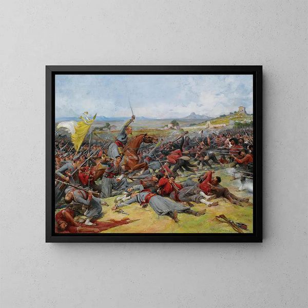 The Battle Near Mentana - Lionel Royer — framed artwork on a wall