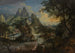 Fishermen Pulling in the Catch in a Vast Landscape, a Village in the Distance - Lodewijk Toeput — artwork view