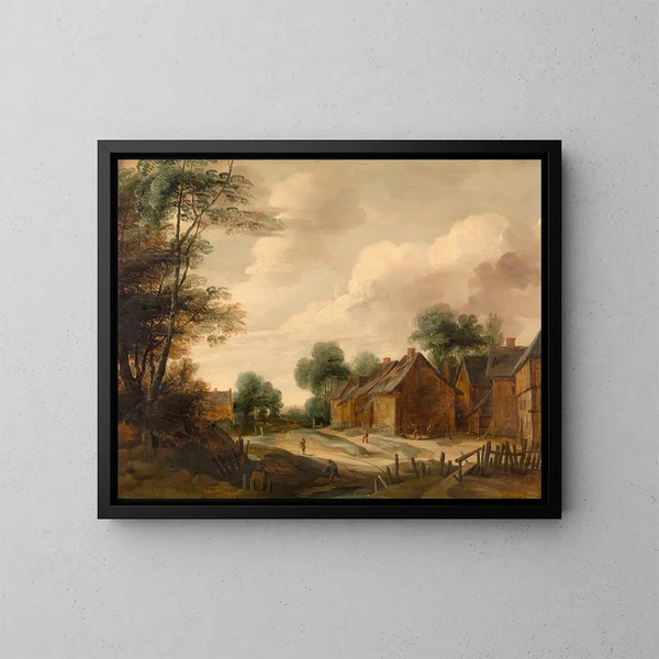 Paisaje con una granja - Lodewijk de Vadder — cuadro enmarcado en la pared