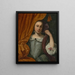 Retrato de una niña mirando detrás de una cortina naranja - Lodewijk van der Helst — cuadro enmarcado en la pared