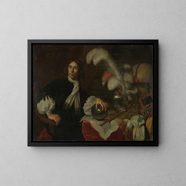 retrato póstumo de Aucke Stellingwerff, almirante de Frisia, muerto en 1665 en Lowestoft por un proyectil de cañón - Lodewijk van der Helst — cuadro enmarcado en la pared