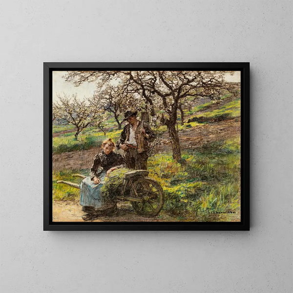 Idylle - Léon Augustin Lhermitte — cuadro enmarcado en la pared