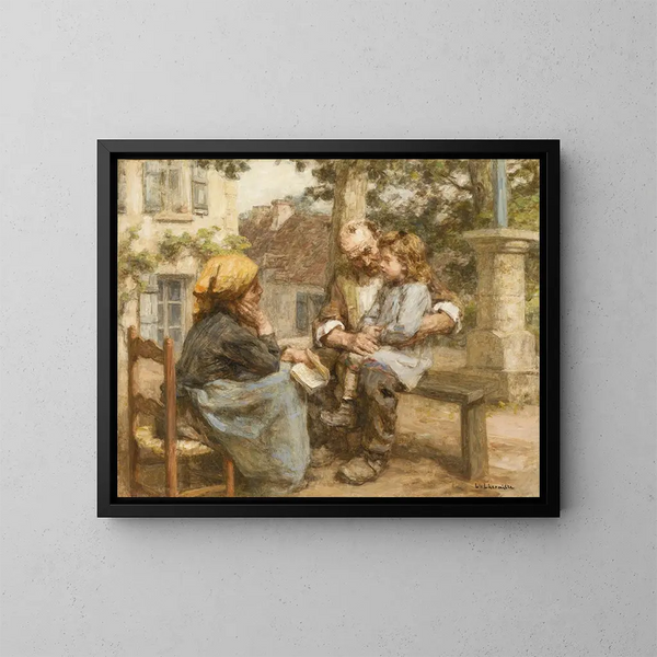 La primera león - Léon Augustin Lhermitte — cuadro enmarcado en la pared