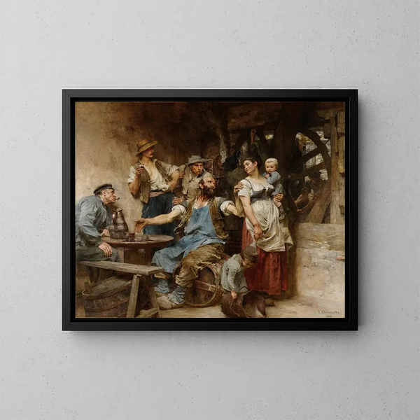 El vino - Léon Augustin Lhermitte — cuadro enmarcado en la pared