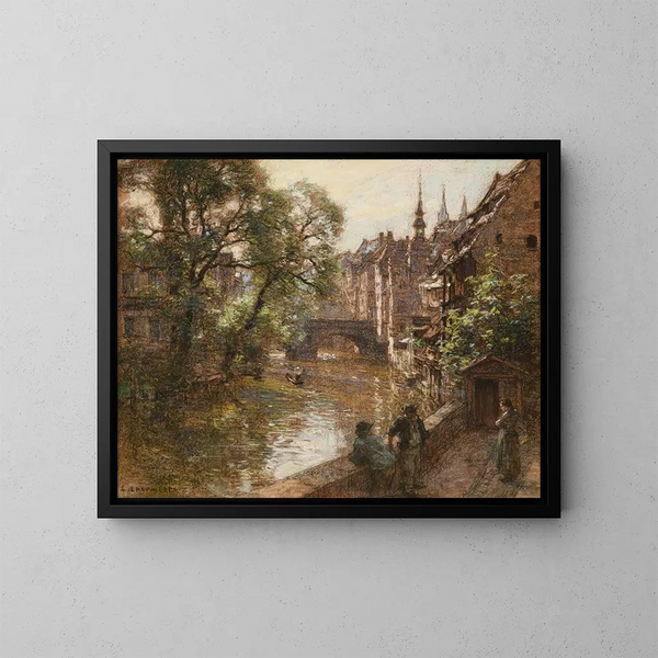 El puente de Nuremberg - Léon Augustin Lhermitte — cuadro enmarcado en la pared
