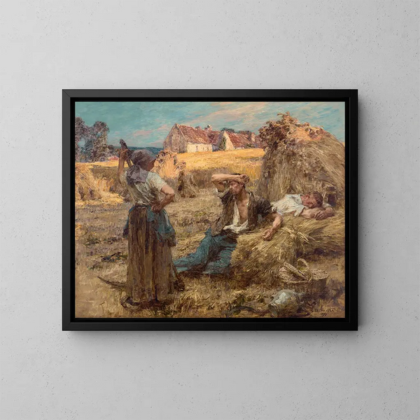 El despertar del segador - Léon Augustin Lhermitte — cuadro enmarcado en la pared