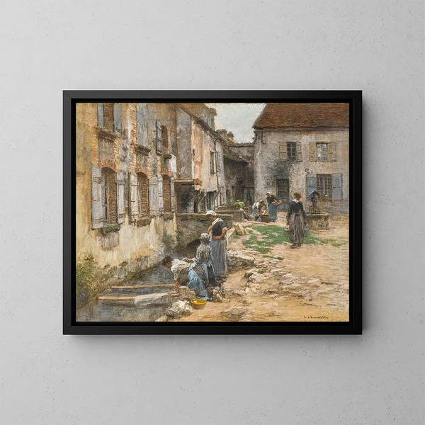 Las lavanderas de Villenauxe - Léon Augustin Lhermitte — cuadro enmarcado en la pared