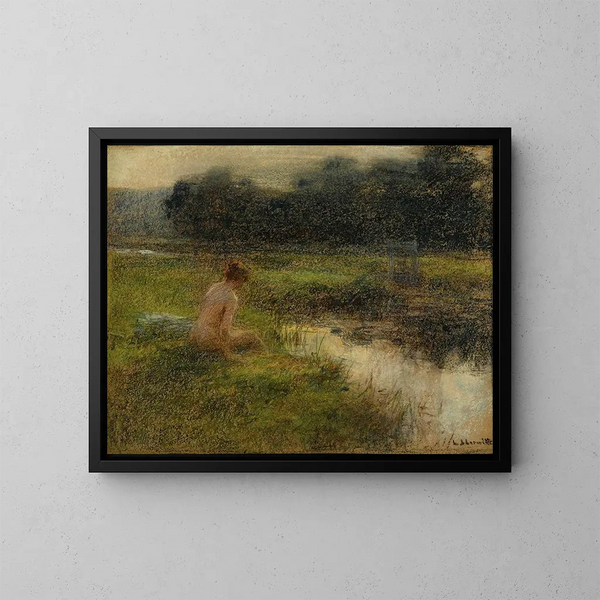 La Baigneuse - Léon Augustin Lhermitte — framed artwork on a wall