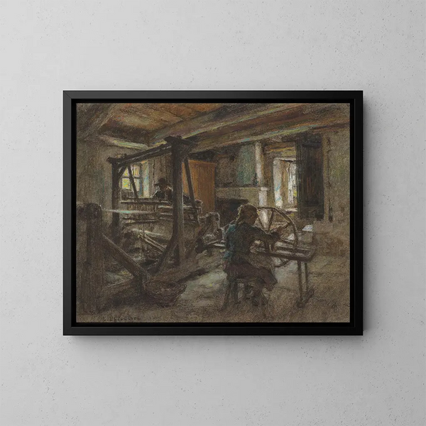 The weavers' cottage - Léon Augustin Lhermitte — framed artwork on a wall