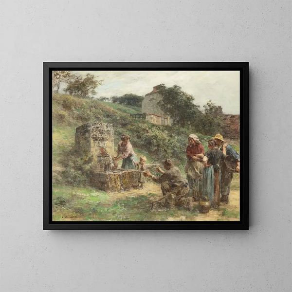 La Fontaine - Léon Augustin Lhermitte — cuadro enmarcado en la pared