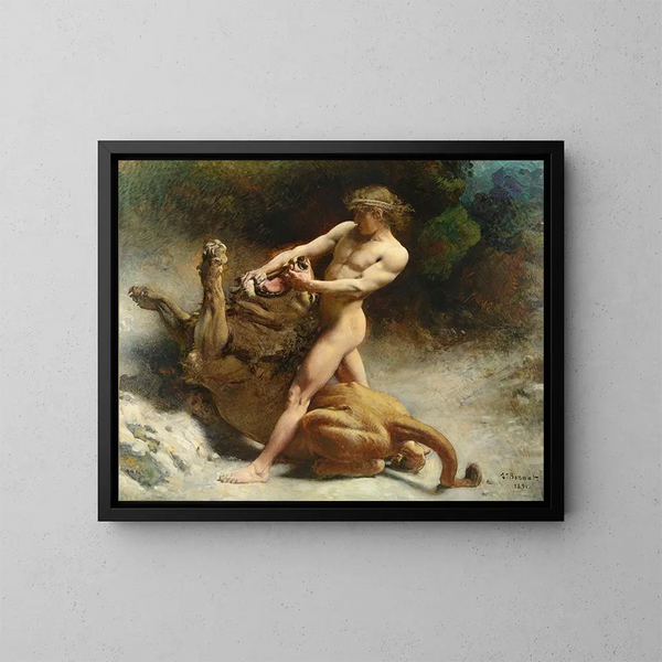 La juventud de Sansón - Léon Bonnat — cuadro enmarcado en la pared