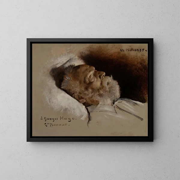 Victor Hugo en su lecho de muerte - Léon Bonnat — cuadro enmarcado en la pared