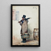 a black man carrying a travel bag returning to Georgia - Léon Delachaux — framed artwork on a wall