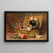 Un panier de chats - Léon Huber — cuadro enmarcado en la pared