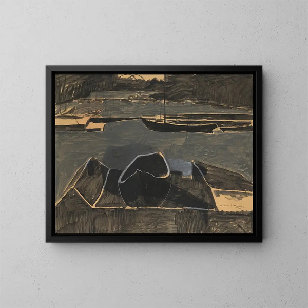 Dokken Painting in Ostend - Léon Spilliaert — framed artwork on a wall