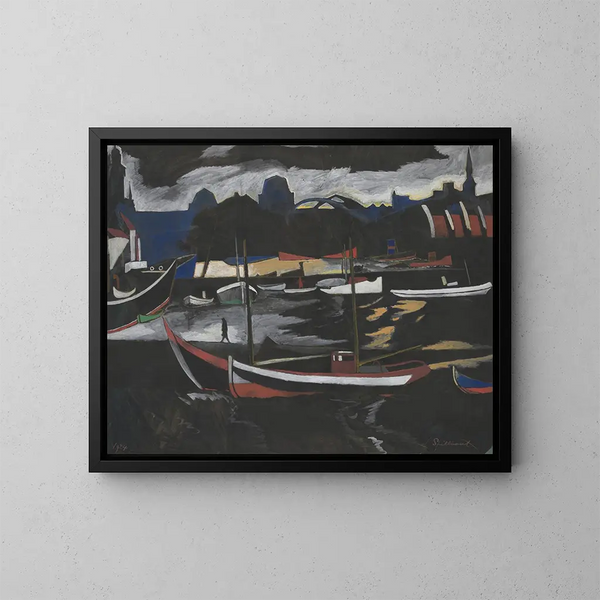 Los muelles comerciales en Ostende - Léon Spilliaert — cuadro enmarcado en la pared