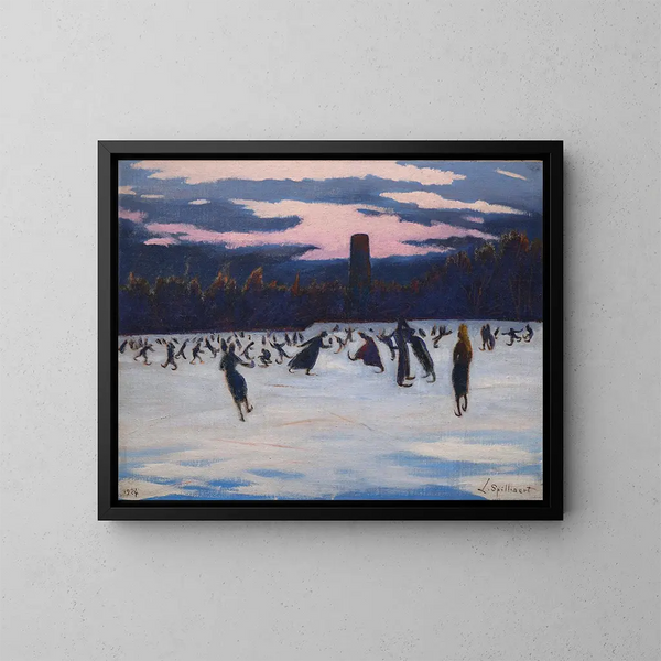 Los patinadores en el parque Marie-Henriette en Ostende - Léon Spilliaert — cuadro enmarcado en la pared