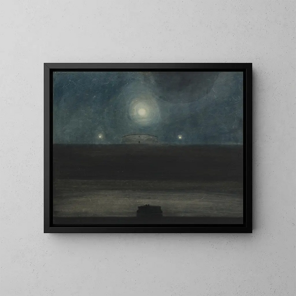 Playa con luna - Léon Spilliaert — cuadro enmarcado en la pared