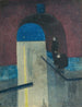 a man and a woman sheltering under a vault by Drie Gapers Ostende - Léon Spilliaert — artwork view