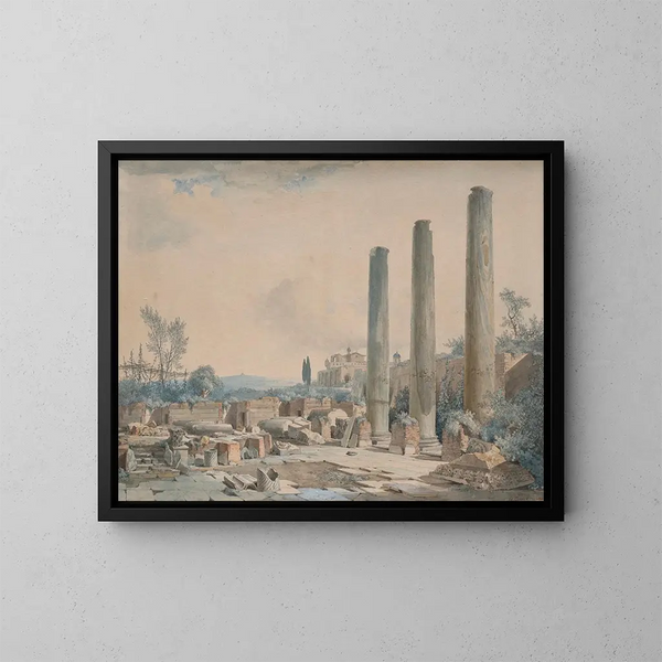 Les ruines du temple de Jupiter à Pouzzoles - Louis-François Cassas — framed artwork on a wall
