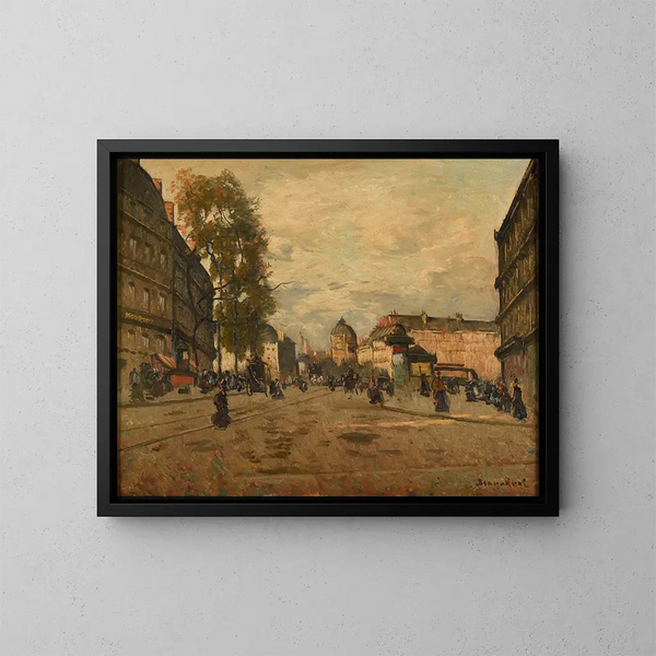 La place Saint-Michel, París - Louis Braquaval — cuadro enmarcado en la pared