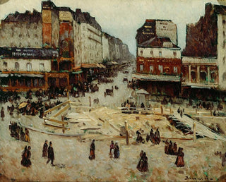 Louis Braquaval - Le boulevard de Rochechouart et la rue de Clignancourt travaux du mtropolitain.webp