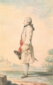 Portrait of a man standing with a hat in hand - Louis Carrogis Carmontelle — artwork view