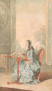 Retrato de una mujer con un bordado - Louis Carrogis Carmontelle — vista de la obra