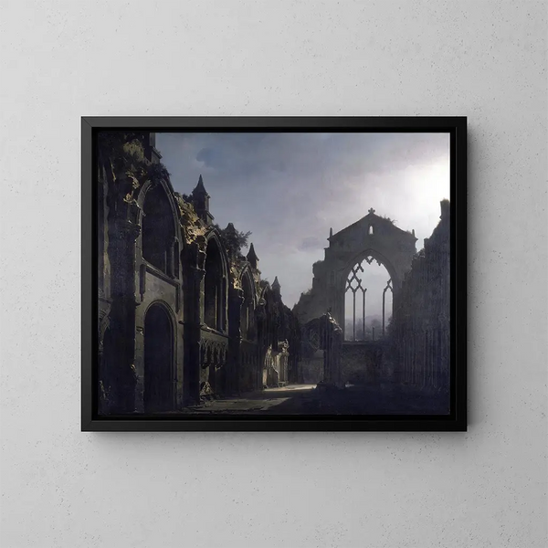 Les ruines de la chapelle de Holyrood - Louis Daguerre — framed artwork on a wall