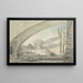 View under a bridge towards terraces and a staircase - Louis Gabriel Moreau — framed artwork on a wall