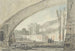 View under a bridge towards terraces and a staircase - Louis Gabriel Moreau — artwork view