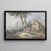 Landscape with Ruined Farm - Louis Gabriel Moreau — framed artwork on a wall