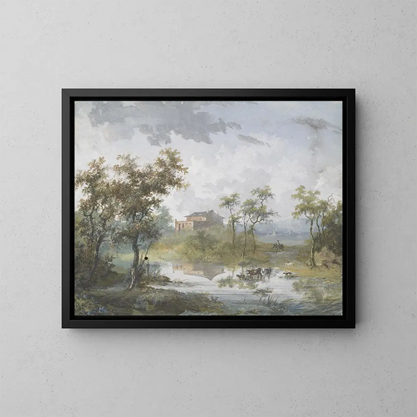 The rustic ford - Louis Gabriel Moreau — framed artwork on a wall