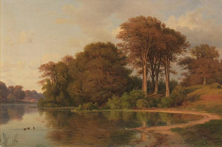 Louis Gurlitt - Sommerlandschaft mit Seeufer.webp