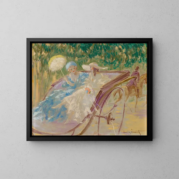 Dos elegantes en piedra caliza - Louis Icart — cuadro enmarcado en la pared