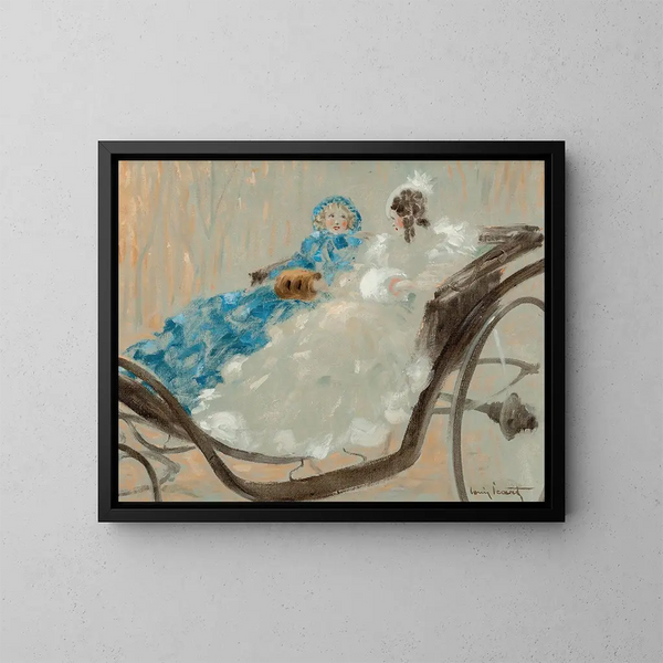 En calèche - Louis Icart — cuadro enmarcado en la pared