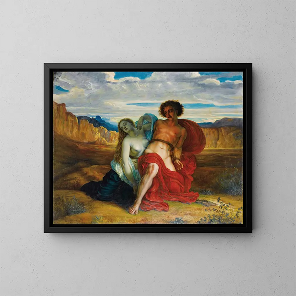 La tortura de Mezence - Louis Janmot — cuadro enmarcado en la pared