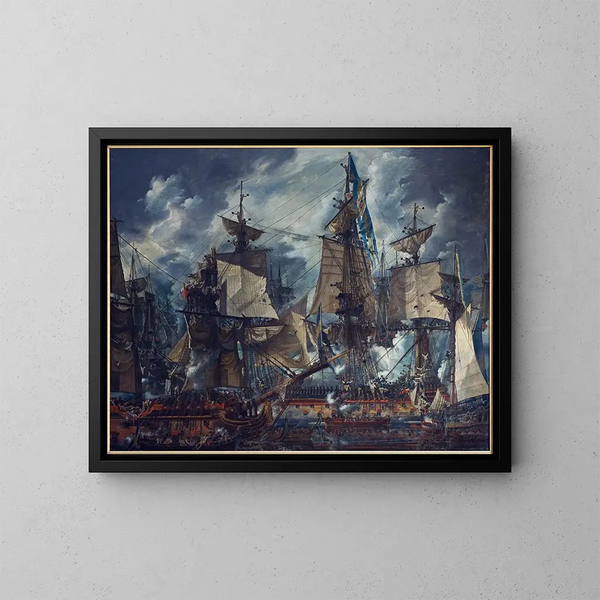 La Victoire d'Hogland - Louis Jean Desprez — framed artwork on a wall