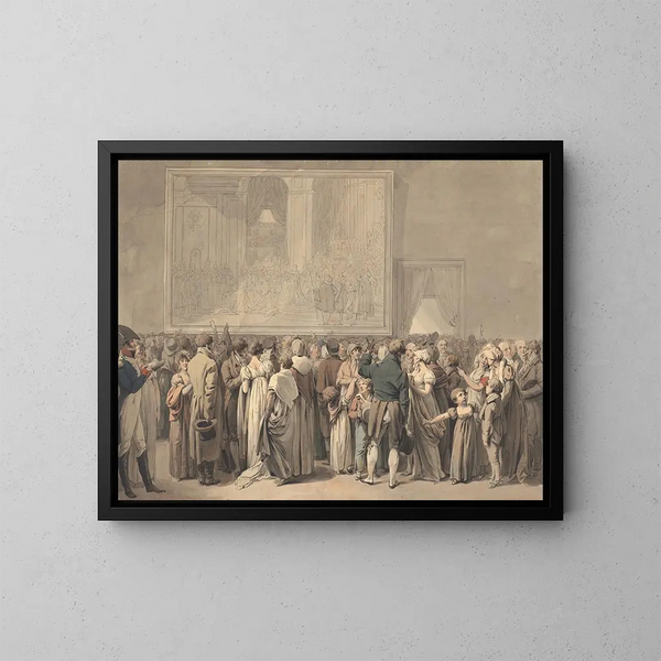 The Audience in the Louvre Salon Admiring the Painting of the Coronation - Louis Léopold Boilly — framed artwork on a wall
