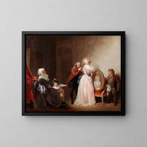 Mujer mostrando su retrato - Louis Léopold Boilly — cuadro enmarcado en la pared