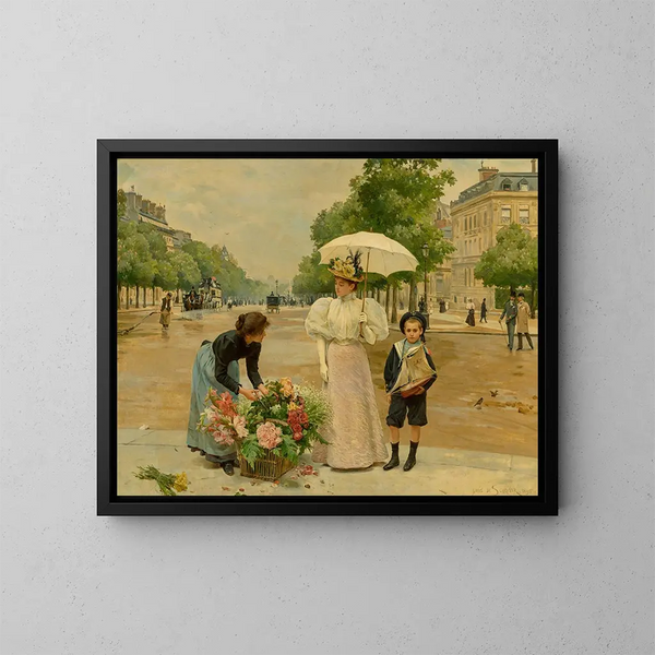 L'avenue des Champs-Élysées - Louis Marie de Schryver — cuadro enmarcado en la pared