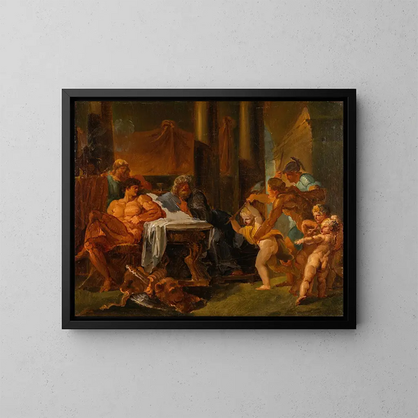 Hercules and Theseus in King Pittheus's palace - Louis Masreliez — framed artwork on a wall