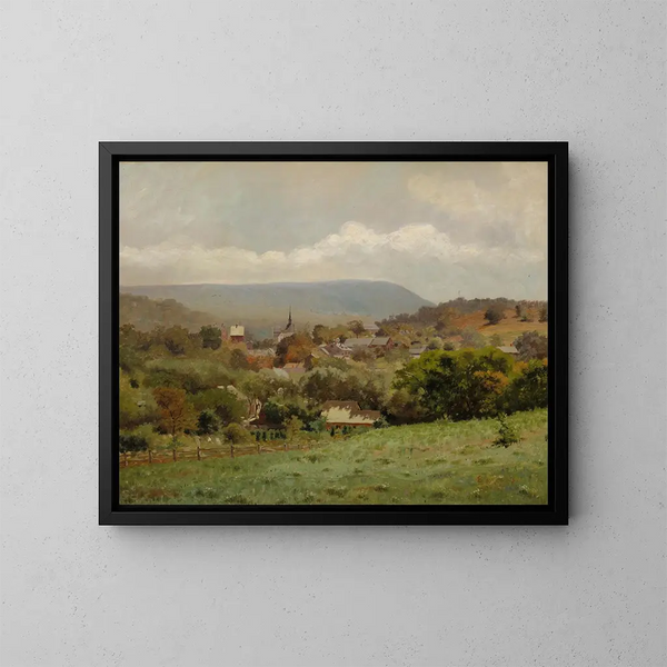 Village del Delaware Water Gap - Louis Michel Eilshemius — cuadro enmarcado en la pared